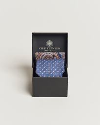  Box Set Printed Linen 8cm Tie With Pocket Square Navy