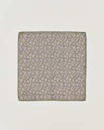  Silk Oxford Printed Paisley Pocket Square Green