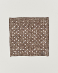  Linen Printed Flower Pocket Square Beige