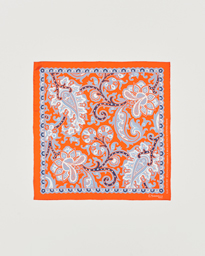 Archive Printed Silk Pocket Square Orange