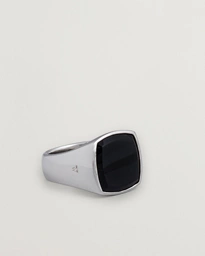  Cushion Polished Black Onyx Ring Silver