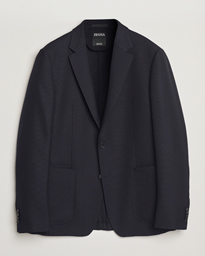  Unconstructed Wool Hopsack Blazer Navy