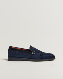  Malibu Double Buckle Loafers Navy Suede