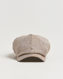  Newsboy Classic Linen Herringbone Cap Brown
