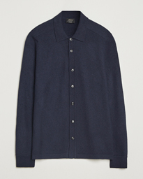  Cashmere Shirt Cardigan Navy