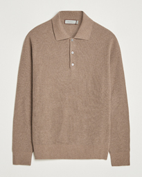 Wool/Cashmere Long Sleeve Polo Brown