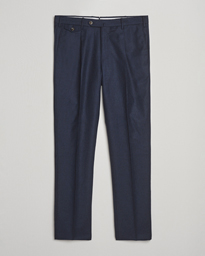  Gentleman Fit Pleated Houndstooth Flannel Trousers Navy
