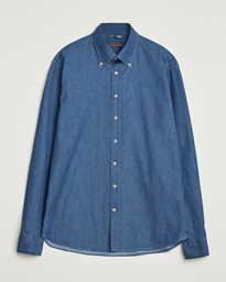  Regular Fit Button Down Garment Washed Shirt Denim