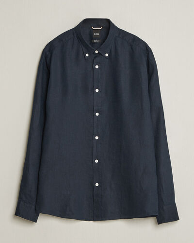 BOSS BLACK Liam Linen Shirt Dark Blue