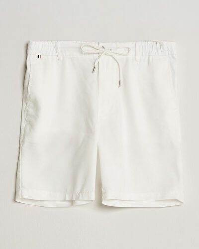 BOSS BLACK Kane Linen Drawstring Shorts White