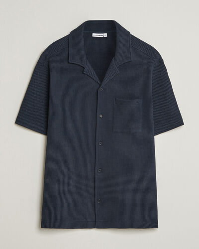 J.Lindeberg Theron Waffle Resort Shirt Navy