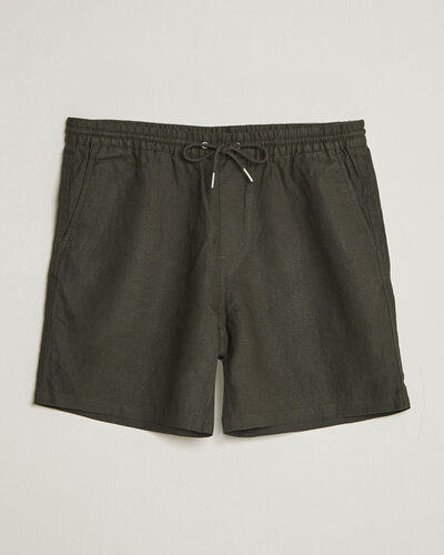 NN07 Gregor Linen Drawstring Shorts Dark Army