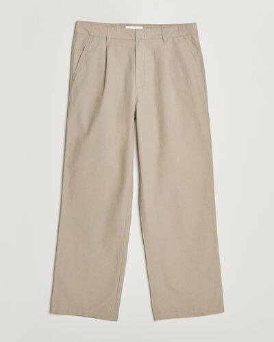 Samsøe Samsøe Valentin Cotton/Linen Pleated Trousers Aluminum