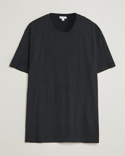Sunspel Pima Cotton/Linen T-Shirt Black