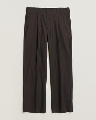 NN07 Kay Pinstriped Pleated Trousers Dark Brown