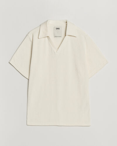 OAS Serif Regular Fit Terry Open Collar Polo Ecru