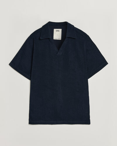 OAS Serif Regular Fit Terry Open Collar Polo Dark Blue