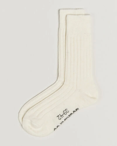 Alpacasocks & Co 2-Pack Ribbed Alpacka Wool Socks Off White