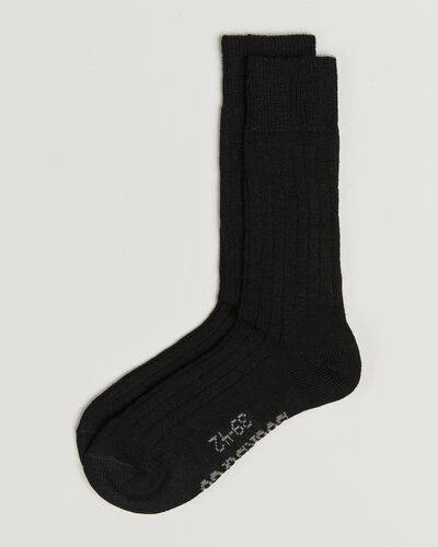 Alpacasocks & Co 2-Pack Ribbed Alpacka Wool Socks Black