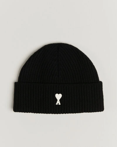 AMI Contrasted Heart Logo Beanie Black