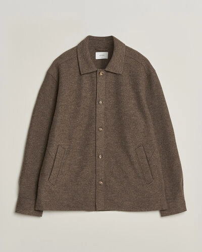Eton Boiled Wool Shirt Jacket Brown