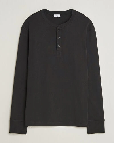 Filippa K Cotton Rib Henley Black