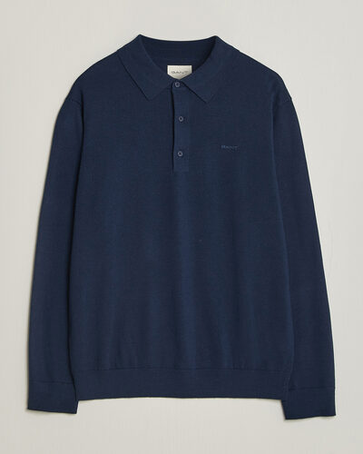 Gant Extrafine Merino Knitted Polo Marine
