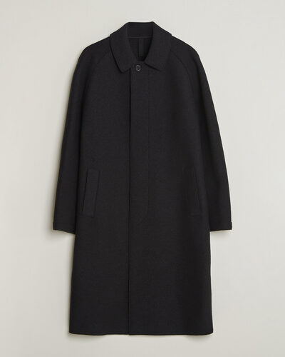 Harris Wharf London Boiled Wool Fly Front Balmacan Coat Black