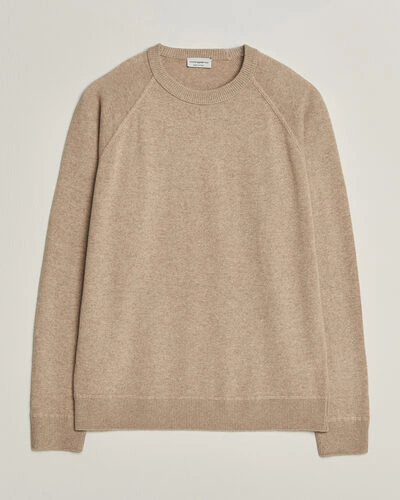 Morgano Wool/Cashmere Raglan Crew Beige