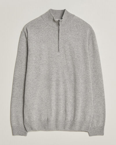 Morgano Wool/Cashmere Half-Zip Mid Grey