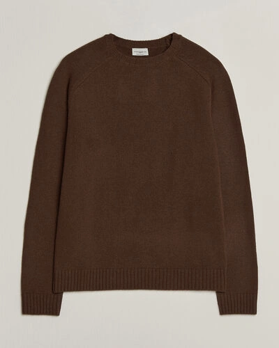 Morgano Heavy Knitted Wool/Cashmere Crewneck Dark Brown