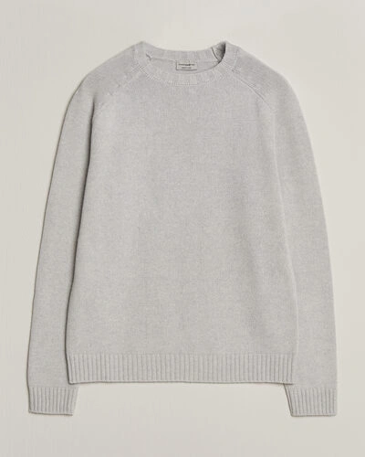 Morgano Heavy Knitted Wool/Cashmere Crewneck Light Grey