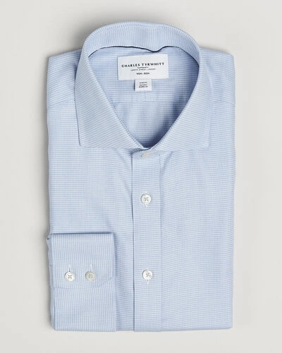 Charles Tyrwhitt Slim Fit Non Iron Trafalgar Weave Shirt Sky Blue