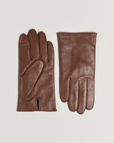 BOSS BLACK Hainz Leather Glove Medium Brown