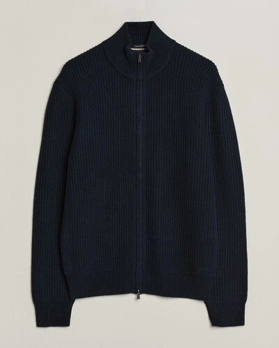 BOSS BLACK Fiocco Wool/Cashmere Full Zip Dark Blue