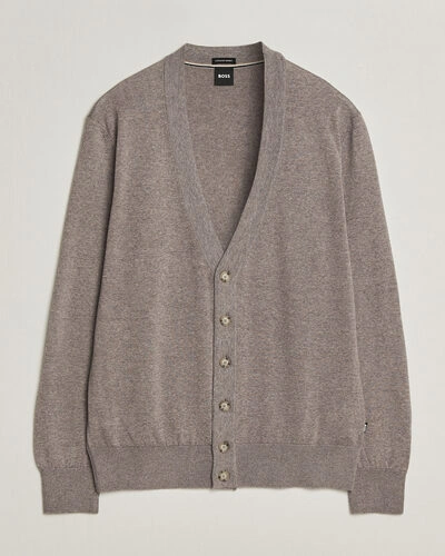 BOSS BLACK Mardon Wool Cardigan Open Brown