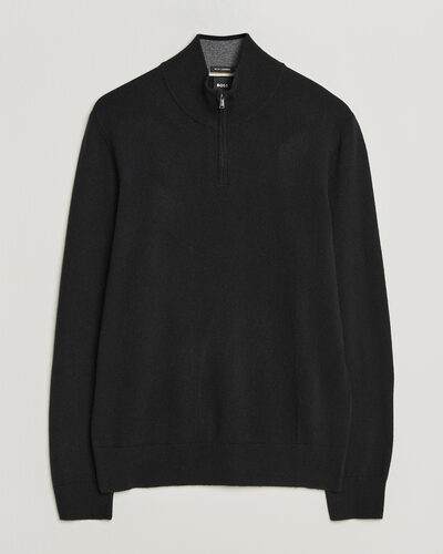 BOSS BLACK Hemarlo Wool/Cashmere Half Zip Black