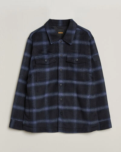BOSS ORANGE Losky Flannel Checked Overshirt Dark Blue