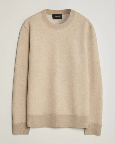 BOSS CAMEL Farrison Cashmere Knitted Sweater Light Beige