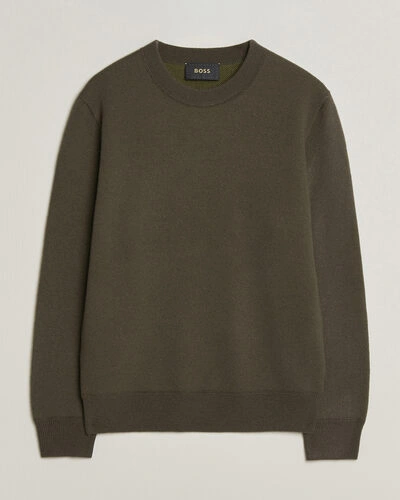 BOSS CAMEL Farrison Cashmere Knitted Sweater Open Green