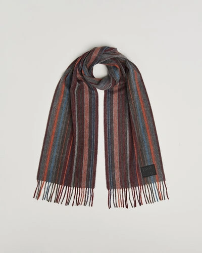 Paul Smith Lambswool Striped Scarf Red
