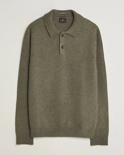 PS Paul Smith Wool Knitted Polo Green