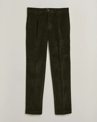 Incotex Regular Fit Washed Corduroy Slacks Forest Green