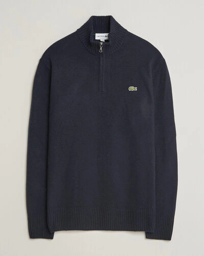 Lacoste Carded Wool Half Zip Navy Blue