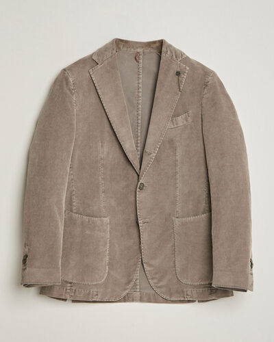 Santaniello Corduroy Patch Pocket Blazer Taupe