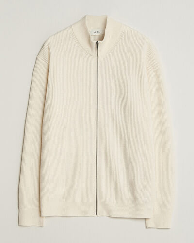Les Deux Wool Rib Zipper Knit Ivory Melange