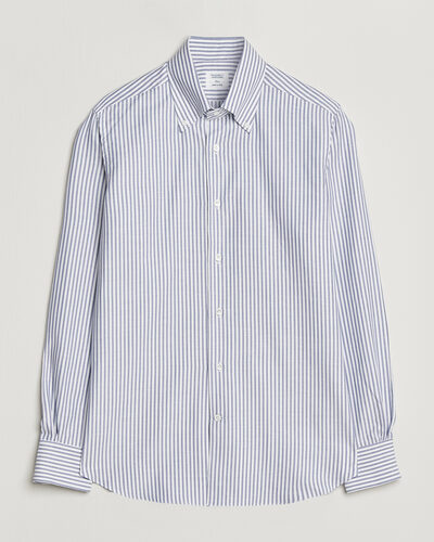 Mazzarelli Soft Oxford Button Down Shirt Blue Stripe
