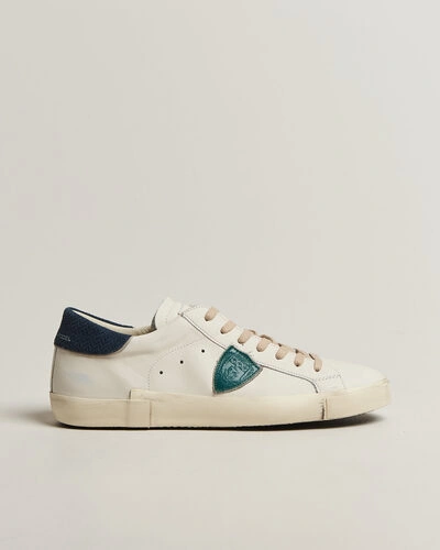 Philippe Model PRSX Low Top Suede Sneaker White/Blue
