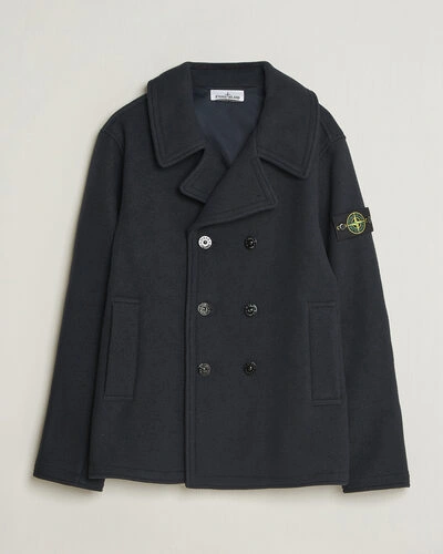 Stone Island Heavy Melton Wool Peacoat Navy Blue