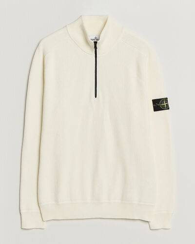 Stone Island Ribbed Soft Organic Cotton Half-Zip Ivory